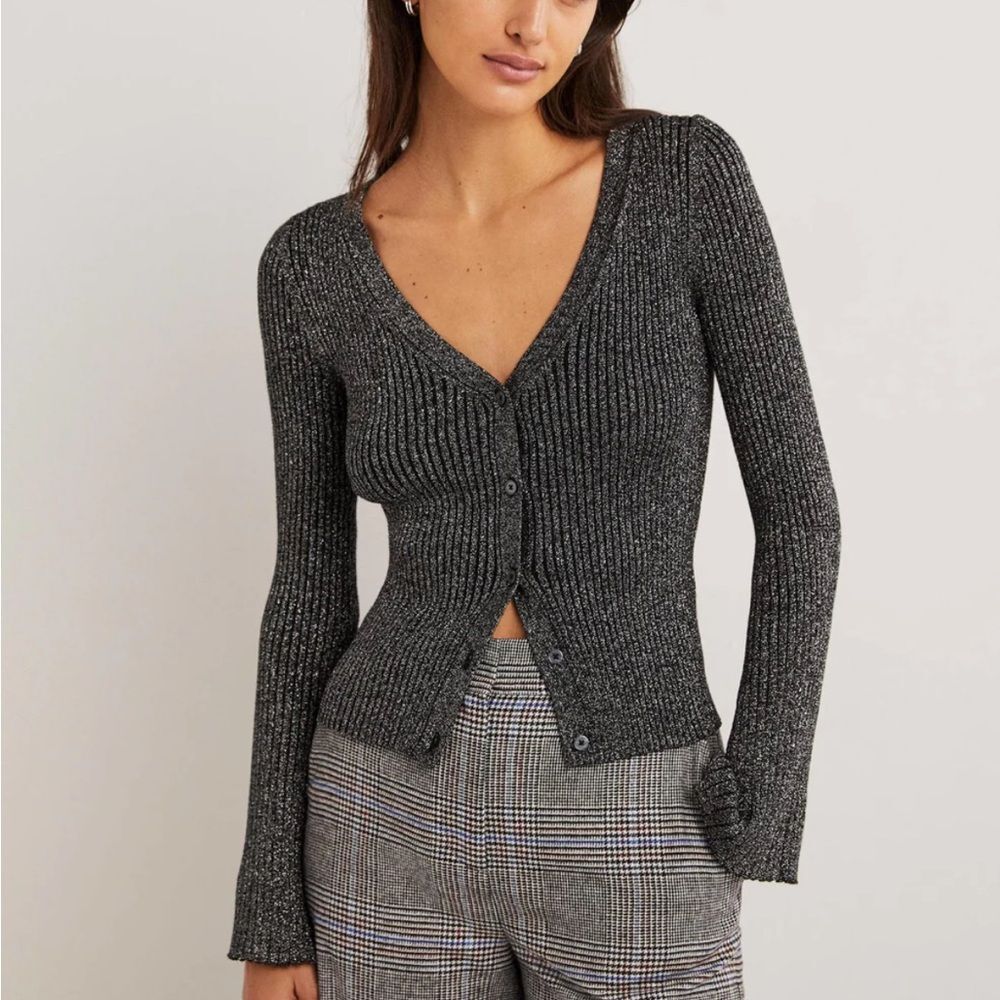 Boden ribbed metallic cardigan sweater womens size XS